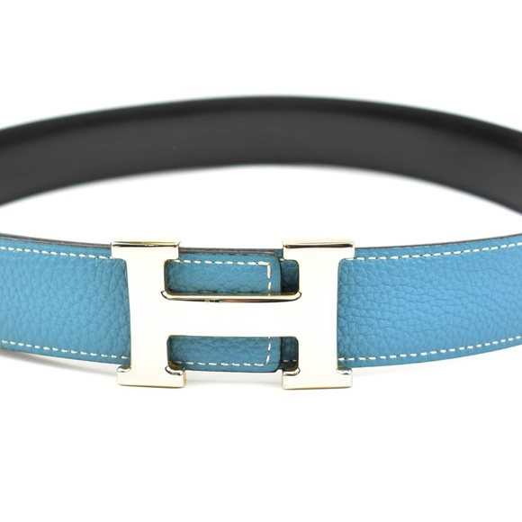 Reversible Leather Belt Sky